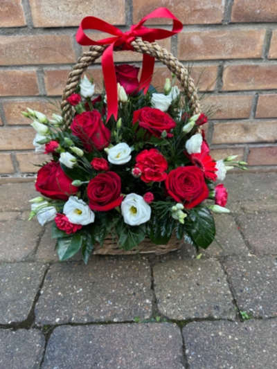 Red Rose Basket Large