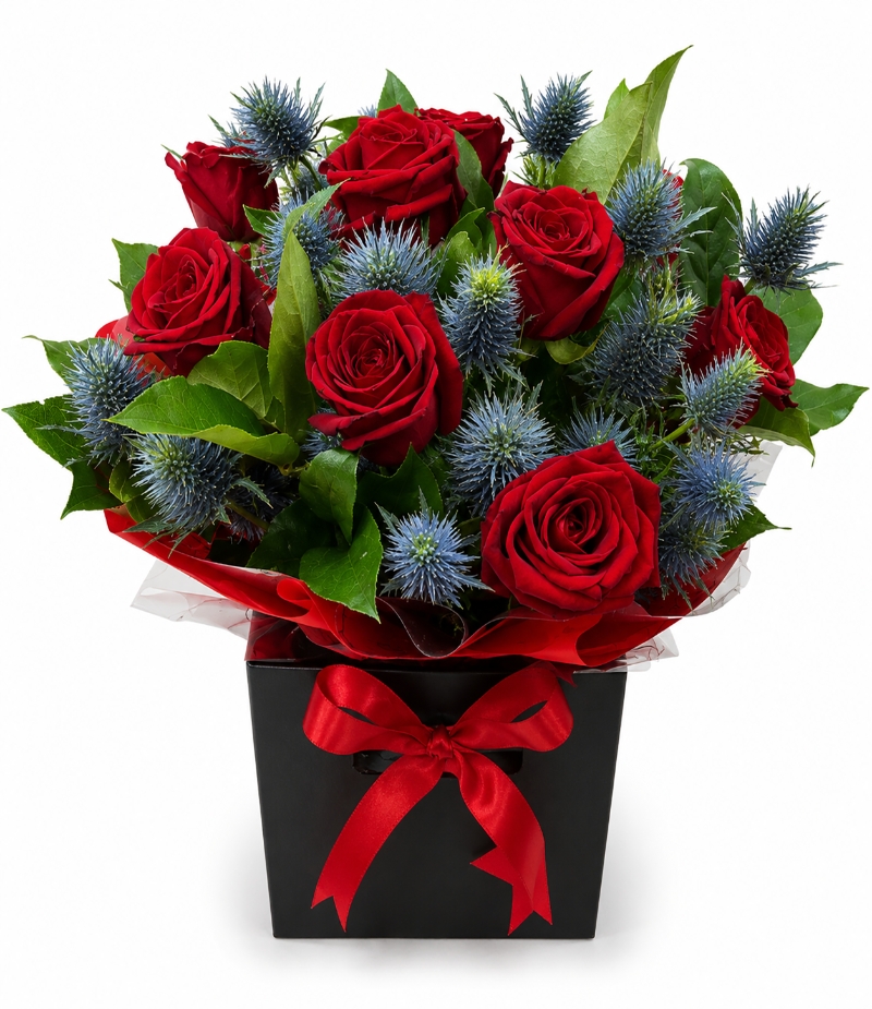 Red Rose & Thistle Bouquet