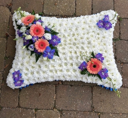 Germini and Delphinium Pillow