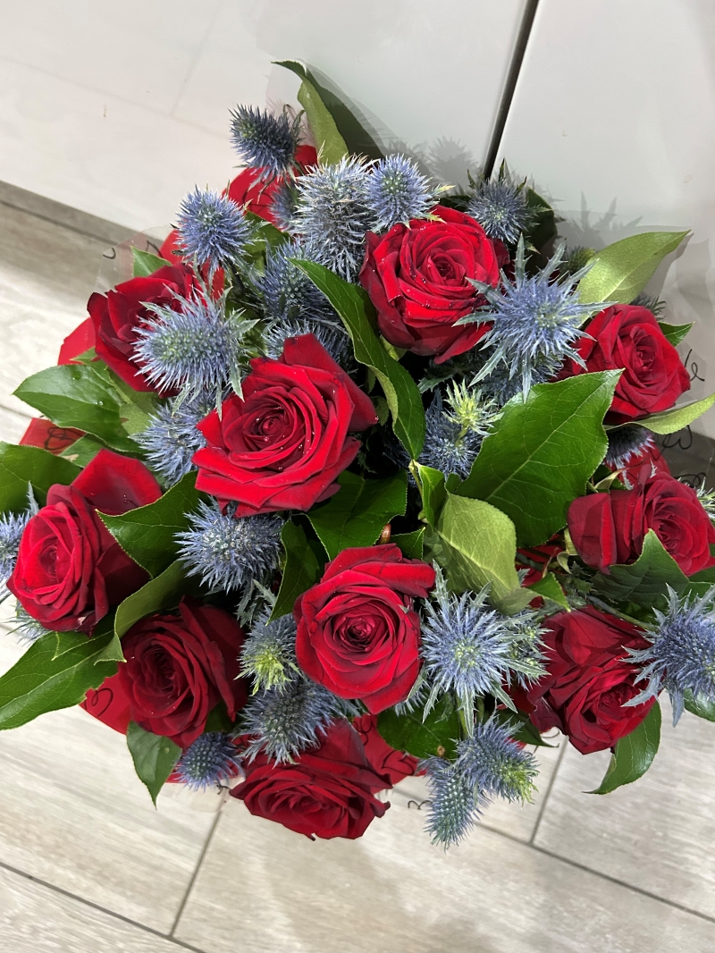 Red Rose & Thistle Bouquet