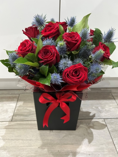 Red Rose & Thistle Bouquet