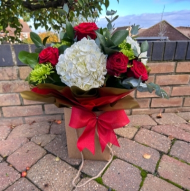 Red Rose and Hydrangea Superior Bouquet