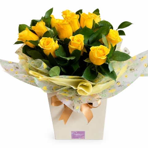 The 12 Yellow Roses Bouquet