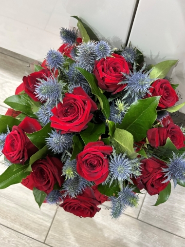 Red Rose & Thistle Bouquet