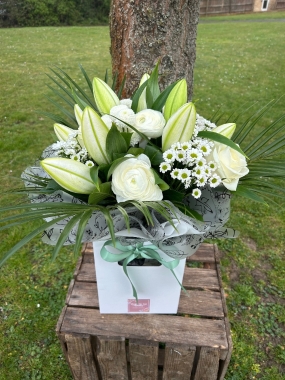 The White Lilly and White Rose Bouquet